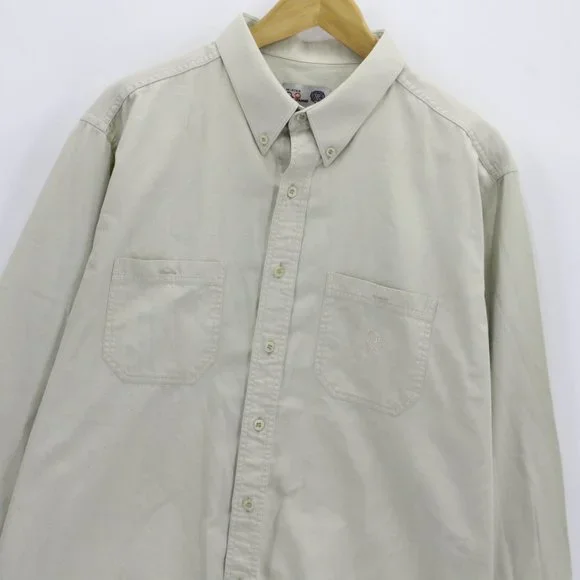 Vintage Mister Pat Primo Men's Casual Designer Beige Button Down Shirt Size XL